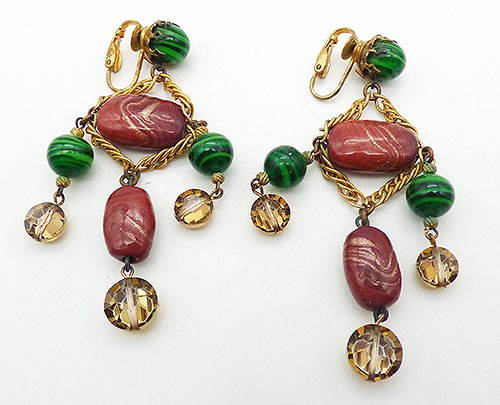 Newly Added Murano Glass Bead and Crystal Earrings