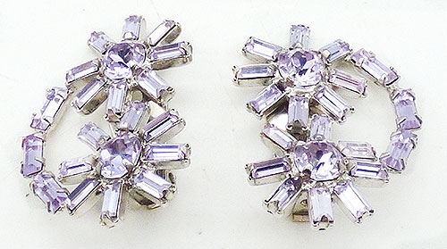 Earrings - Alexandrite Rhinestone Double Flower Earrings