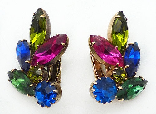 Earrings - Colorful Rhinestone Navette Earrings