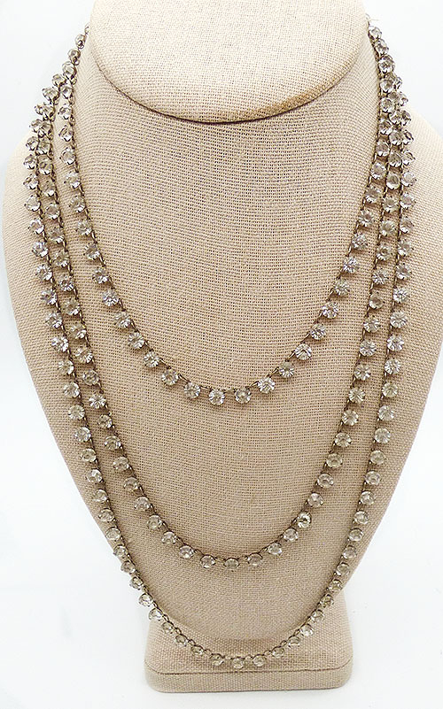 Art Deco - Art Deco Clear Rhinestone Tiered Necklace