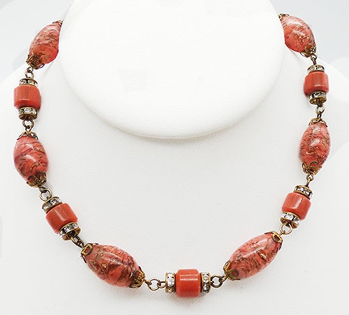 Italy - Orange Murano Glass Bead Necklace