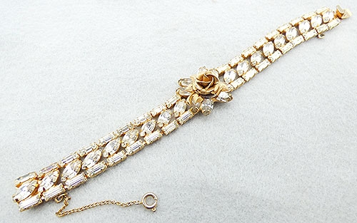 Bracelets - Weiss Gold Flower Rhinestone Bracelet