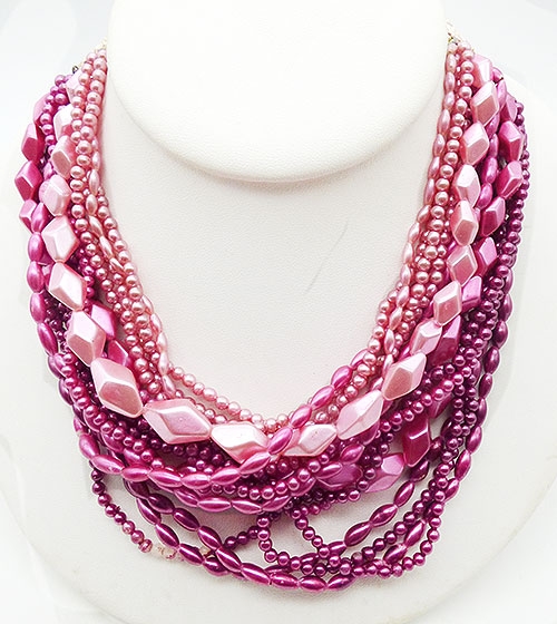 Necklaces - Japan Pink Faux Pearls Torsade Necklace