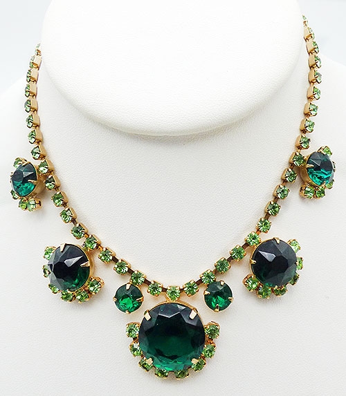Newly Added Emerald Green Rhinestone Headlight Necklace