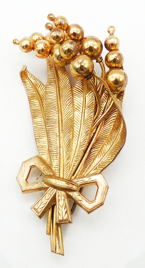 Florals - Gold Berry Flowers and Leaves Fur Clip