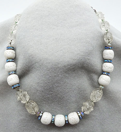 Newly Added Hobé White Glass and Lucite Nugget Necklace