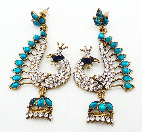 Earrings - Rhinestone Peacock Earrings