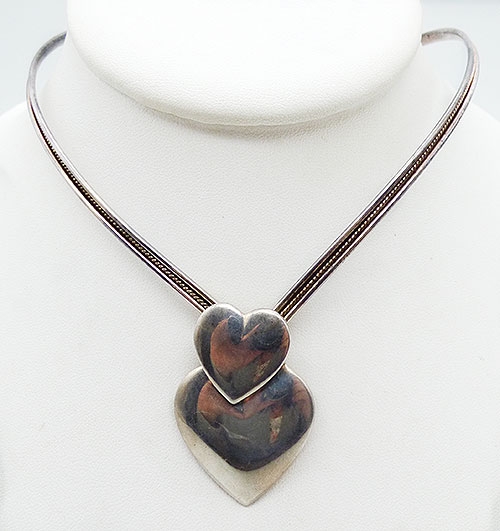 Italy - Italian Sterling Interlocking Double Hearts Necklace