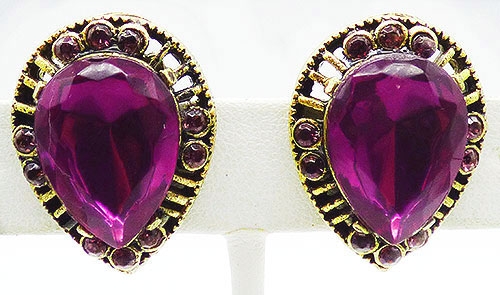 Earrings - Violet Glass Teardrop Earrings