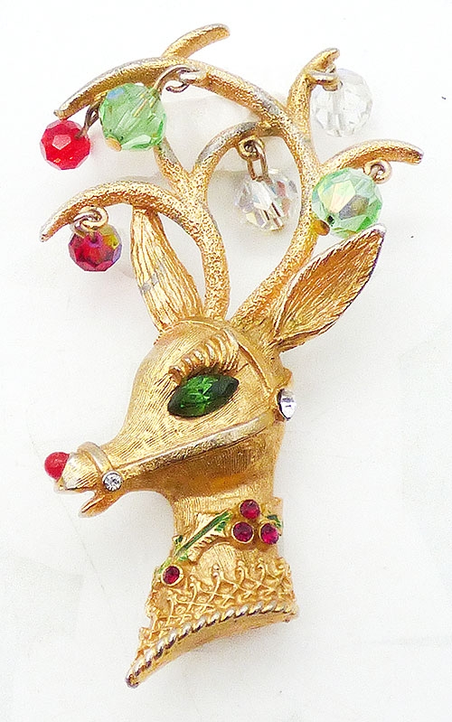 Misc. Signed M-R - Mylu Rudolph the Reindeer Christmas Brooch