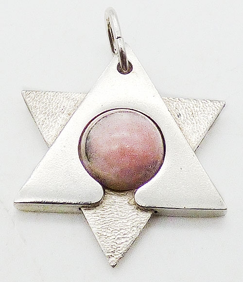 Jewish Jewelry/Judaica - Israeli Sterling Rhodonite Star of David Pendant