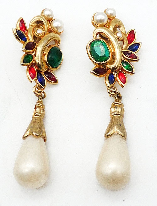 Pearl Jewelry - Rhinestone Jewels Faux Pearl Drop Earrings