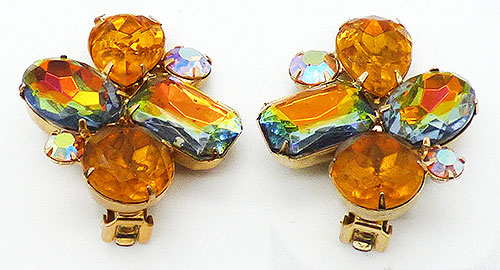 Newly Added Topaz Heliotrope and Rhinestone Earrings
