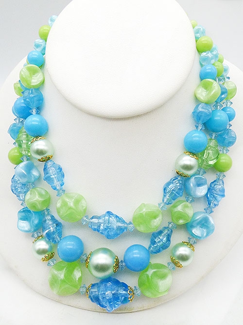 Necklaces - German Turquoise and Green Bead Necklace