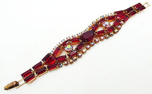 Bracelets - Red Rhinestone and Aurora Bracelet