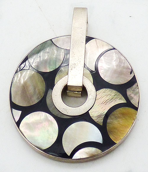 Natural Shell - Reversible Modernist Inlay Wheel Pendant
