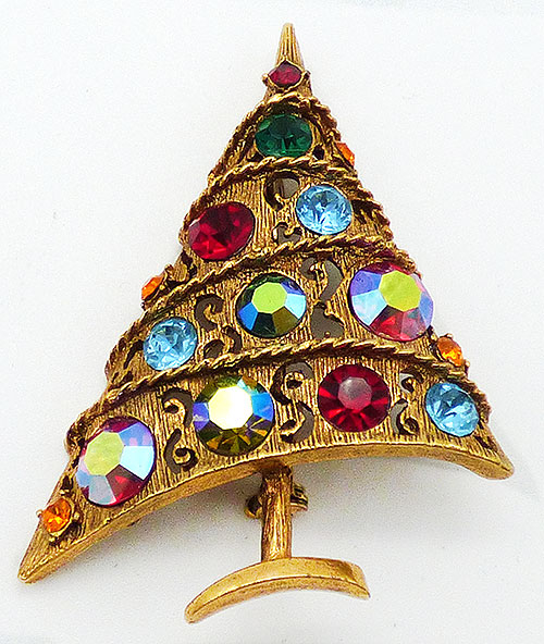 Weiss - Weiss Aurora Rhinestone Christmas Tree Brooch