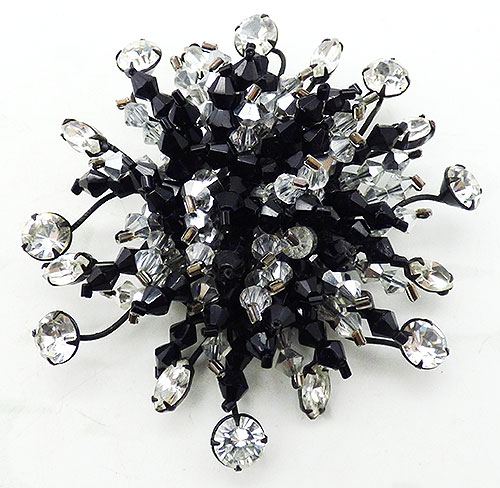 Brooches - Hattie Carnegie Rhinestone Black Japanned Brooch