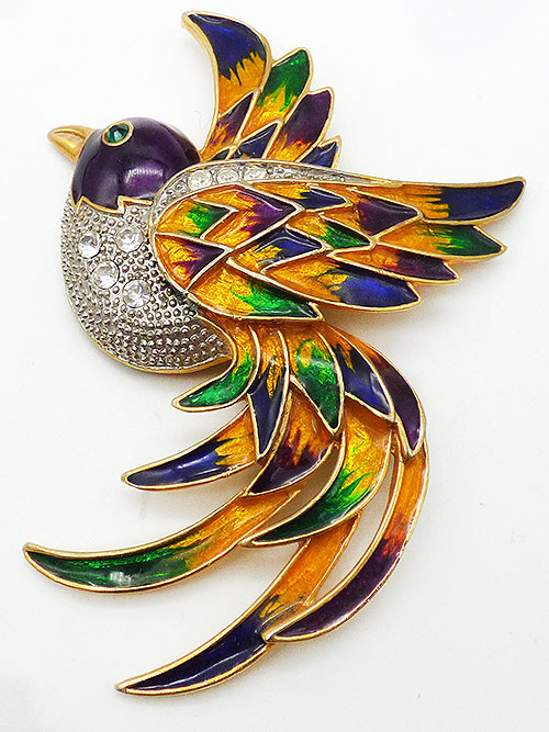 Newly Added Oversized Colorful Enamel Bird Brooch