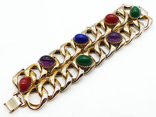 Newly Added Marino Glass Cabochon Curb Chain Bracelet