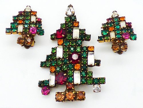 Sets & Parures - Weiss Christmas Candle Tree Brooch Set