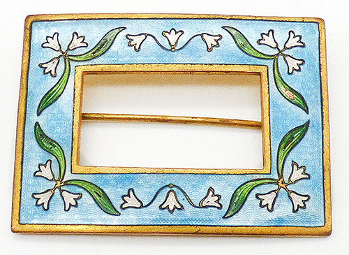 Newly Added Art Nouveau Enamel Floral Sash Pin