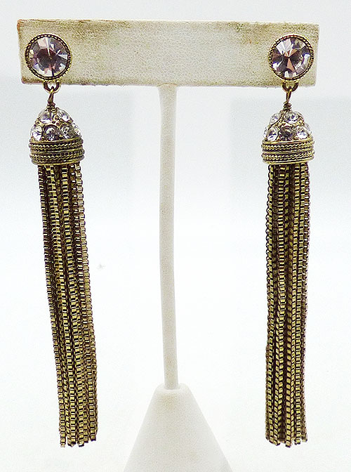 Newly Added Heidi Daus Crystal Gold Tassel Earrings