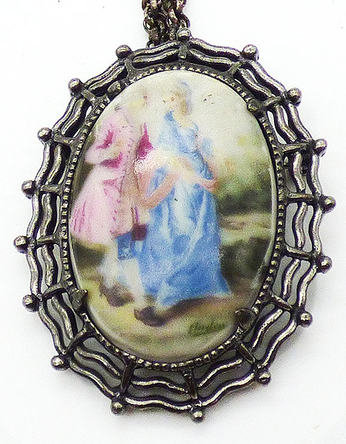 Newly Added Weiss Porcelain Courting Couple Pendant/Brooch
