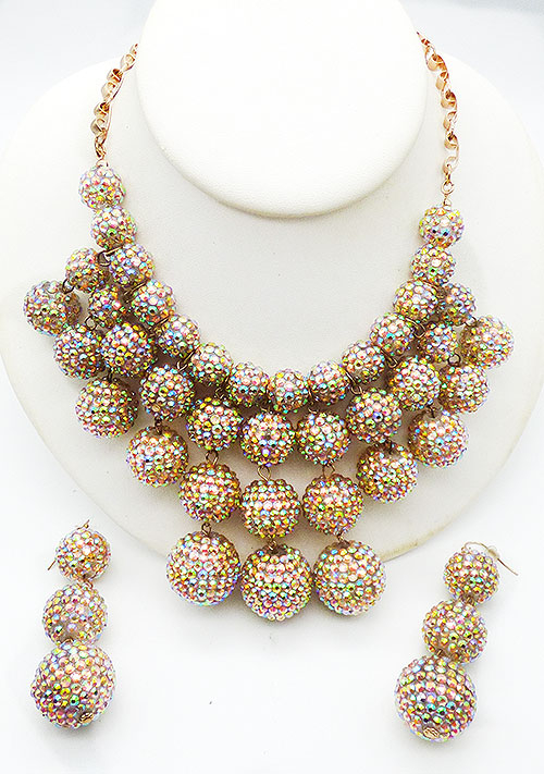 Newly Added Aurora Borealis Rhinestone Bead Necklace Set