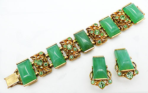 Newly Added Selro Green Lucite Rectangles Bracelet Set