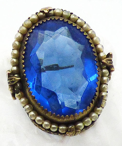 Newly Added Art Deco Czech Sapphire Glass Filigree Ring