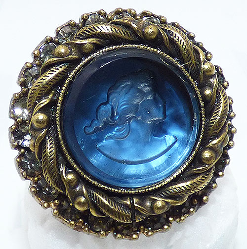 Newly Added Sweet Romance Ollipop Blue Glass Intaglio Ring