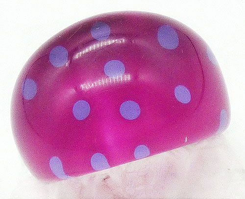 Newly Added Pink and Blue Polka Dot Lucite Ring