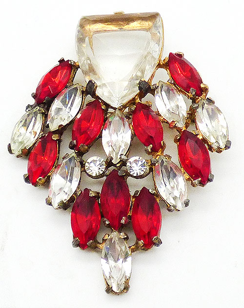 Newly Added Art Deco Clear Glass and Navettes Brooch 