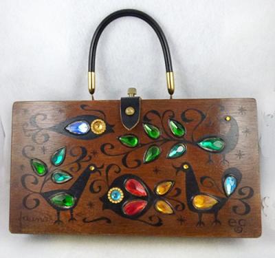 Download Enid Collins Fauna Wooden Box Bag - Garden Party Collection Vintage Jewelry